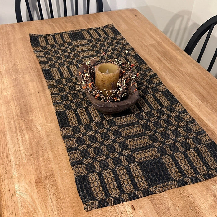 Westbury Black and Mustard Woven Table Runner 32" - Primitive Star Quilt Shop