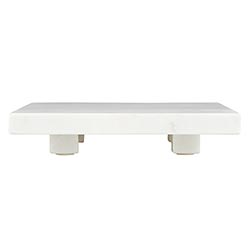 WHITE MARBLE FOOTED TRAY, 6"
