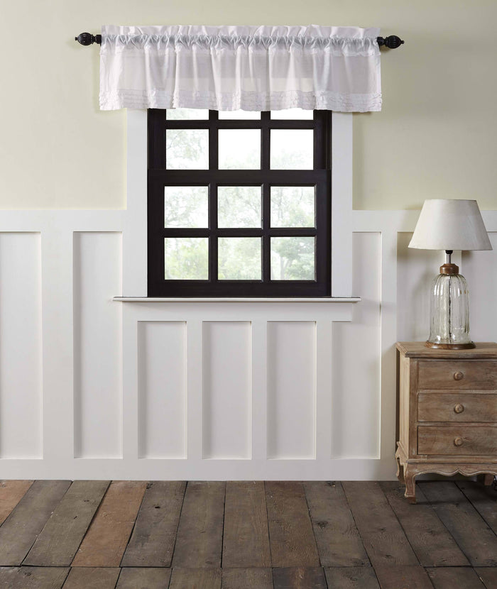 White Ruffled Sheer Valance 72" - Primitive Star Quilt Shop
