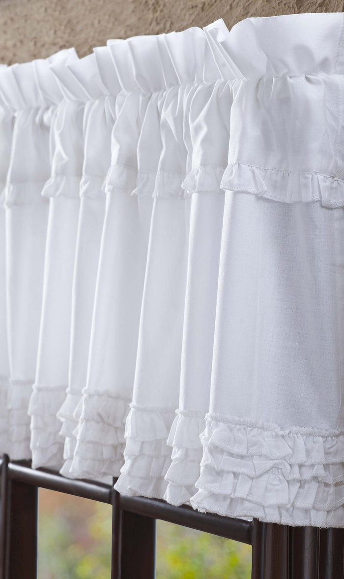 White Ruffled Sheer Valance 72" - Primitive Star Quilt Shop