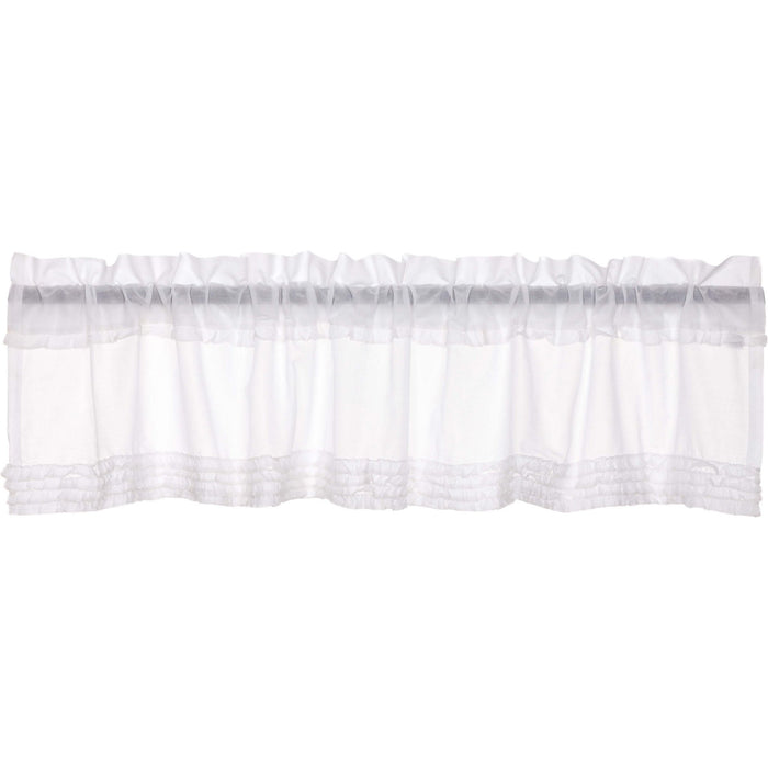 White Ruffled Sheer Valance 72" - Primitive Star Quilt Shop