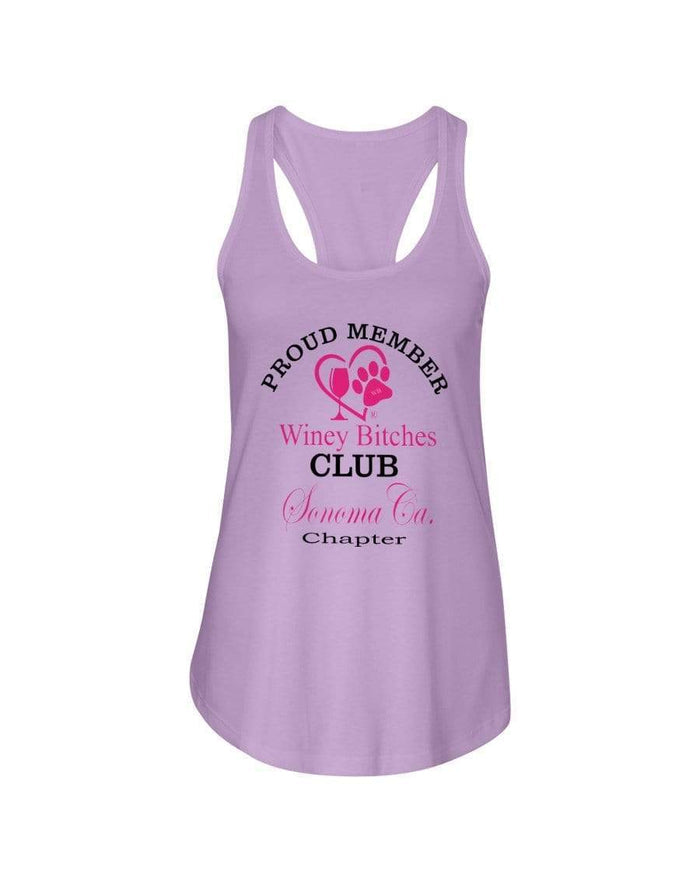 Shirts Lilac / XS Winey Bitches Club- Proud Member- Sonoma Ca Chapter - Ladies Racerback Tank WineyBitchesCo