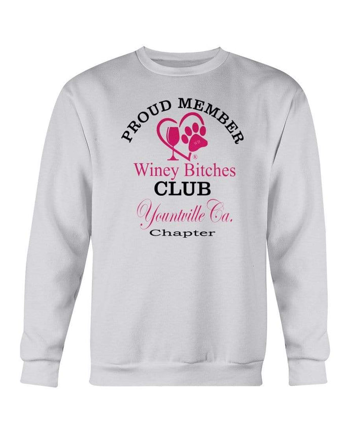 Sweatshirts Ash / S Winey Bitches Club-Proud Member- Yountville Ca Chapter Sweatshirt - Crew WineyBitchesCo