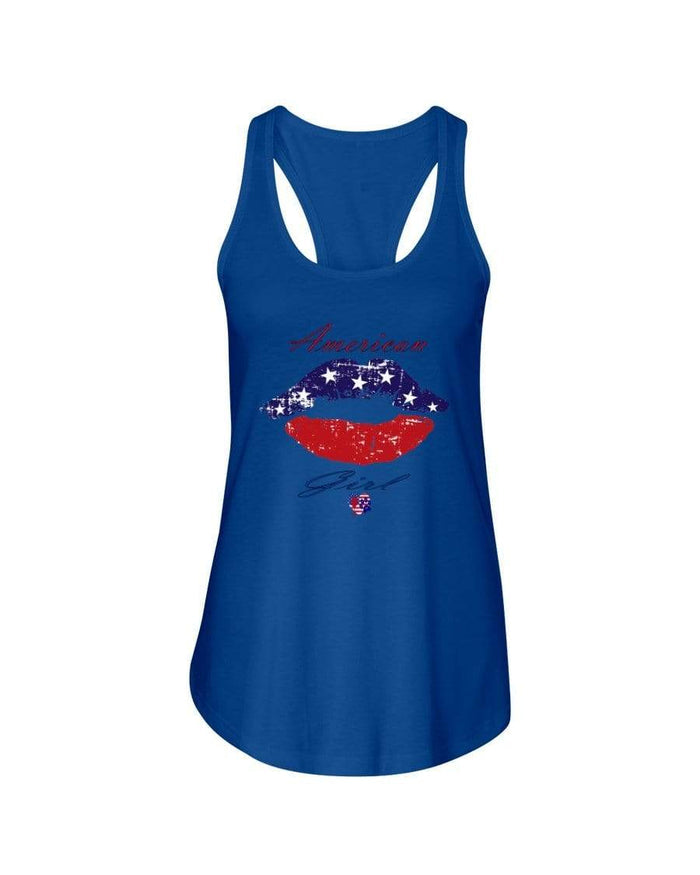 Shirts Royal / XS Winey Bitches Co "American Girl" Ladies Racerback Tank WineyBitchesCo