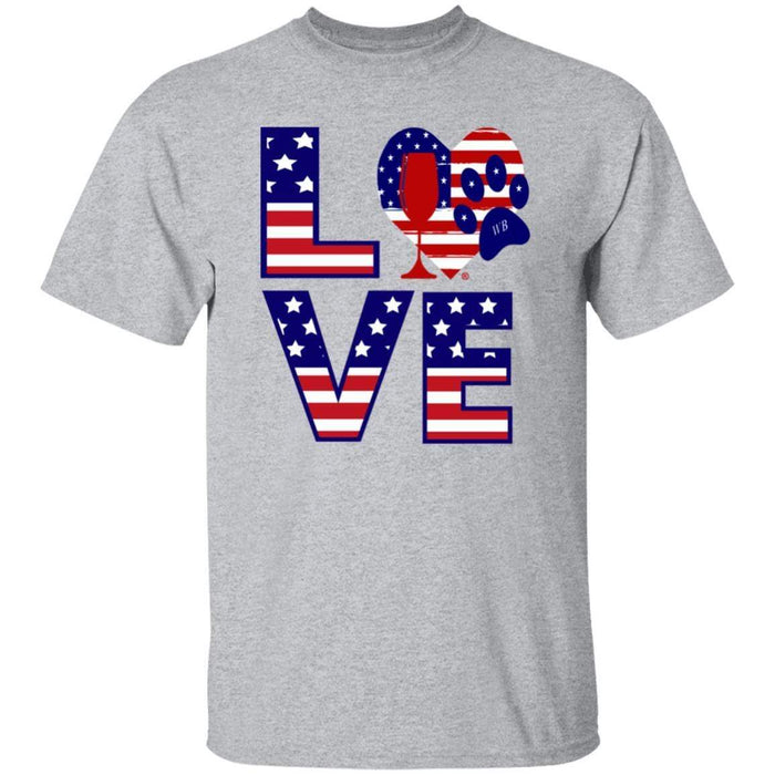 T-Shirts Sport Grey / S Winey Bitches Co "American Love Paw"  5.3 oz. T-Shirt WineyBitchesCo