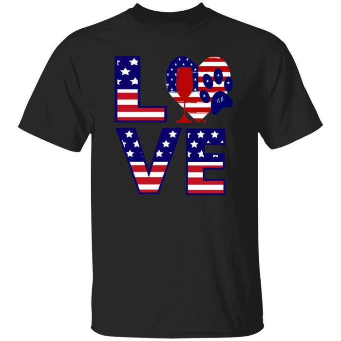 T-Shirts Black / S Winey Bitches Co "American Love Paw"  5.3 oz. T-Shirt WineyBitchesCo