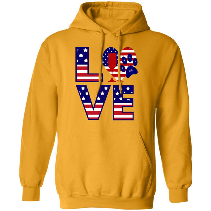 Sweatshirts Gold / S Winey Bitches Co "American Love Paw" Pullover Hoodie 8 oz. WineyBitchesCo