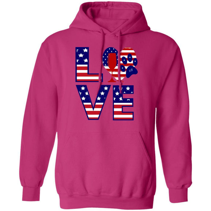 Sweatshirts Heliconia / S Winey Bitches Co "American Love Paw" Pullover Hoodie 8 oz. WineyBitchesCo