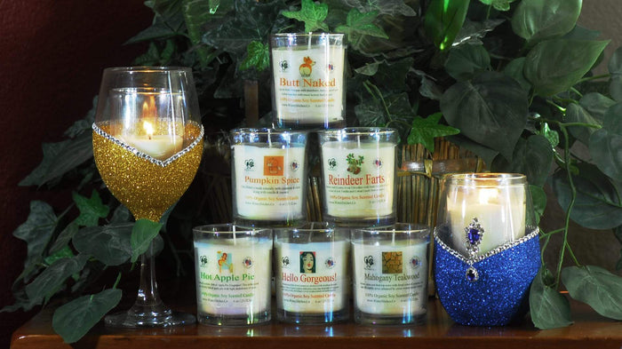 Candles Winey Bitches Co Bling Stemless Candle Set-Choose your glass color WineyBitchesCo