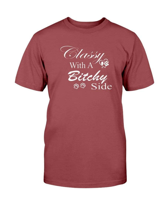 Shirts Antque Cherry Red / S Winey Bitches Co "Classy with a Bitchy Side" White Letters -Ultra Cotton T-Shirt WineyBitchesCo