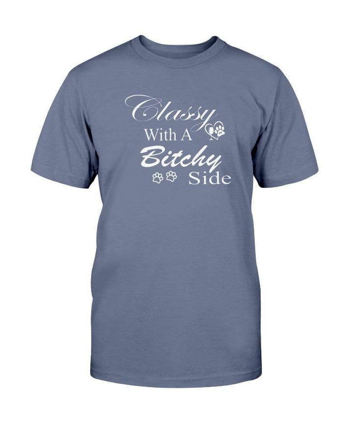 Shirts Blue Dusk / S Winey Bitches Co "Classy with a Bitchy Side" White Letters -Ultra Cotton T-Shirt WineyBitchesCo