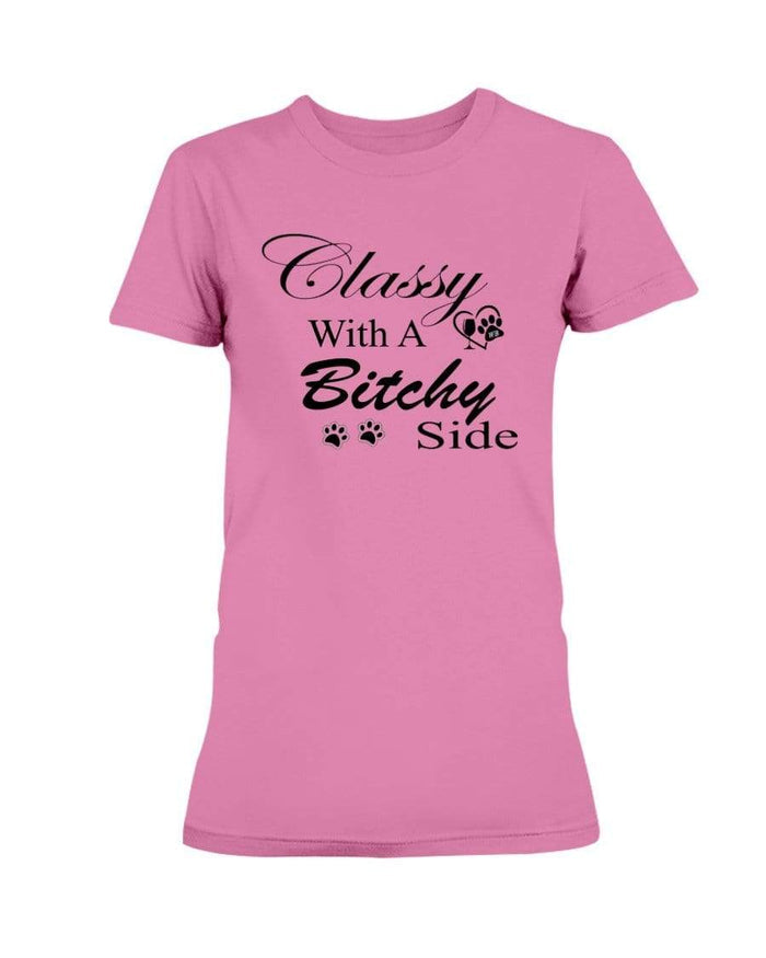 Shirts Azalea / XS Winey Bitches Co "Classy with a Bitchy Side" White Letters Ultra Ladies T-Shirt WineyBitchesCo