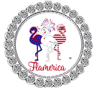 🎇💋🍷 Winey Bitches Co Flamerica Flamingos Patriotic Tipsy Sip Magnectic Wine Charms