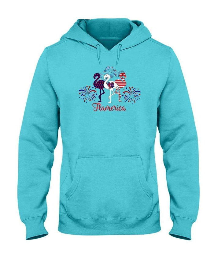 Sweatshirts Scuba Blue / S Winey Bitches Co "Flamerica" Patriotic Flamingo 50/50 Hoodie WineyBitchesCo