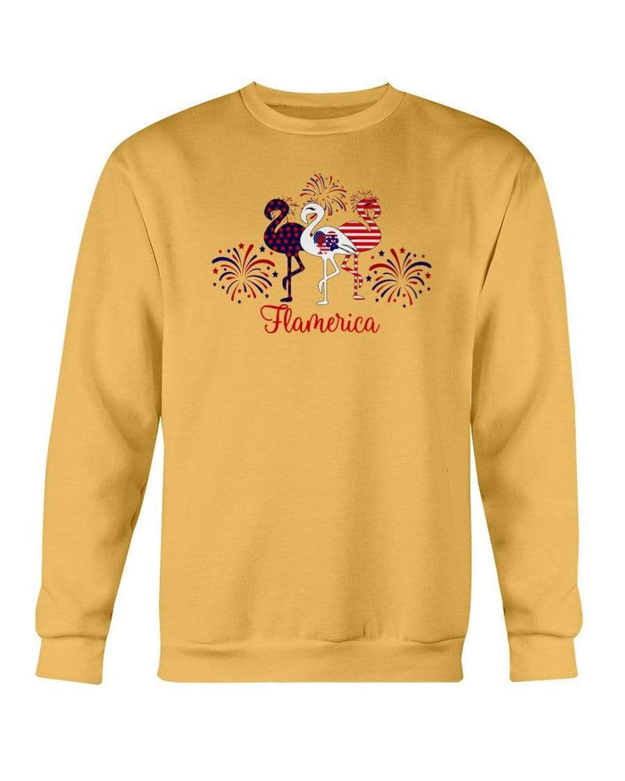 Sweatshirts Gold / S Winey Bitches Co "Flamerica" Patriotic Flamingo Sweatshirt - Crew WineyBitchesCo