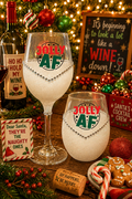 Winey Bitches Co Funny "Jolly AF" Christmas Holiday Drinkware-Choose your color