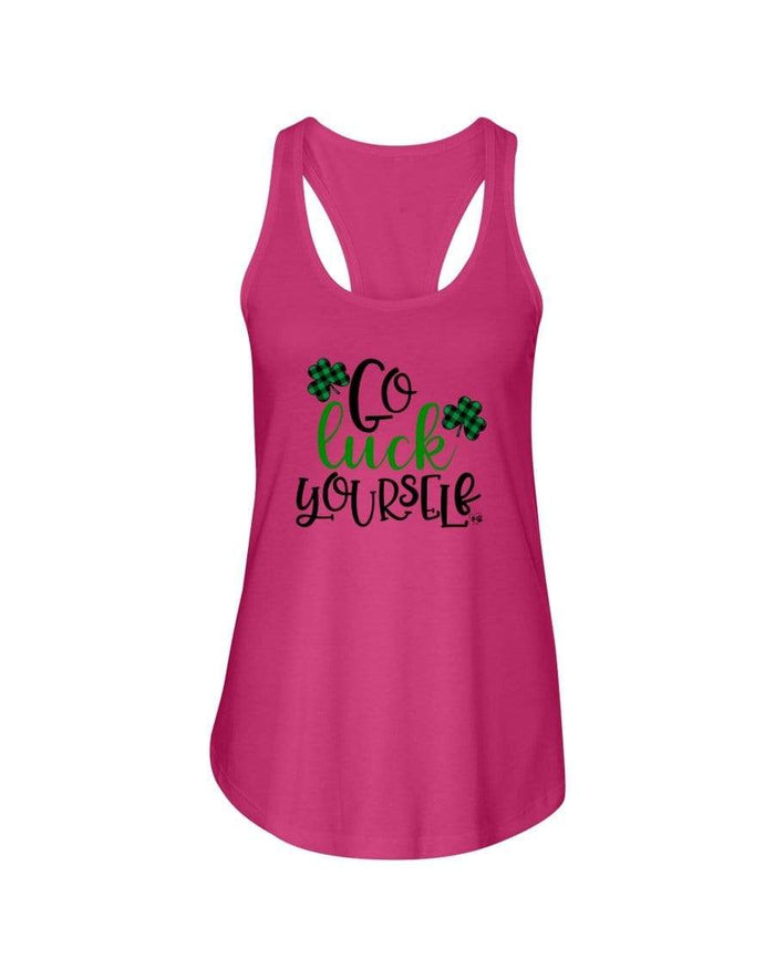 Shirts Hot Pink / XS Winey Bitches Co "Go Luck Yourself" Ladies Racerback Tank Top* WineyBitchesCo