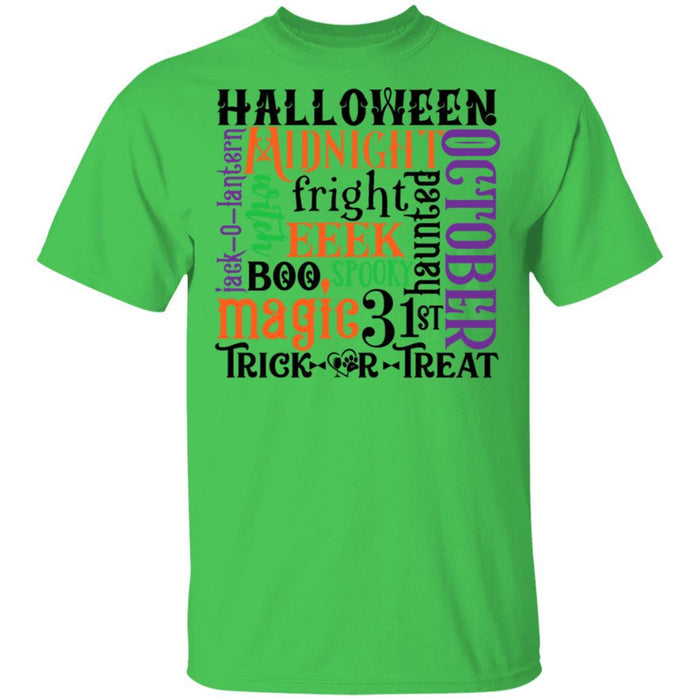 T-Shirts Electric Green / S Winey Bitches Co "Halloween Word Jumble" 5.3 oz. T-Shirt WineyBitchesCo