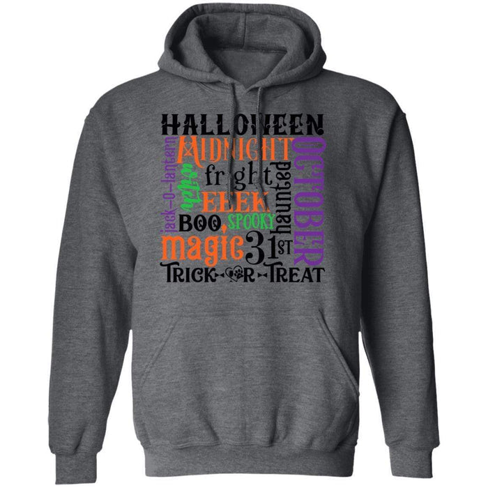 Sweatshirts Dark Heather / S Winey Bitches Co "Halloween Word Jumble" Pullover Hoodie 8 oz. WineyBitchesCo