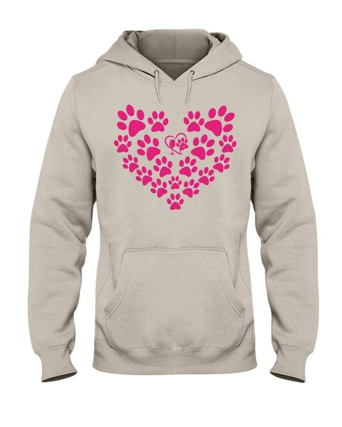 Sweatshirts Sandstone / S Winey Bitches Co Heart Paws (Pink) 50/50 Hoodie-Pink Lttrs WineyBitchesCo