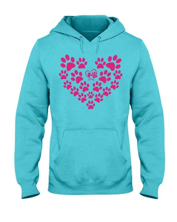 Sweatshirts Scuba Blue / S Winey Bitches Co Heart Paws (Pink) 50/50 Hoodie-Pink Lttrs WineyBitchesCo