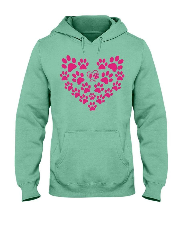 Sweatshirts Cool Mint / S Winey Bitches Co Heart Paws (Pink) 50/50 Hoodie-Pink Lttrs WineyBitchesCo