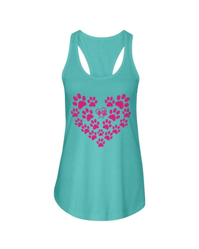Shirts Tahiti Blue / XS Winey Bitches Co Heart Paws (Pink) Ladies Racerback Tank WineyBitchesCo