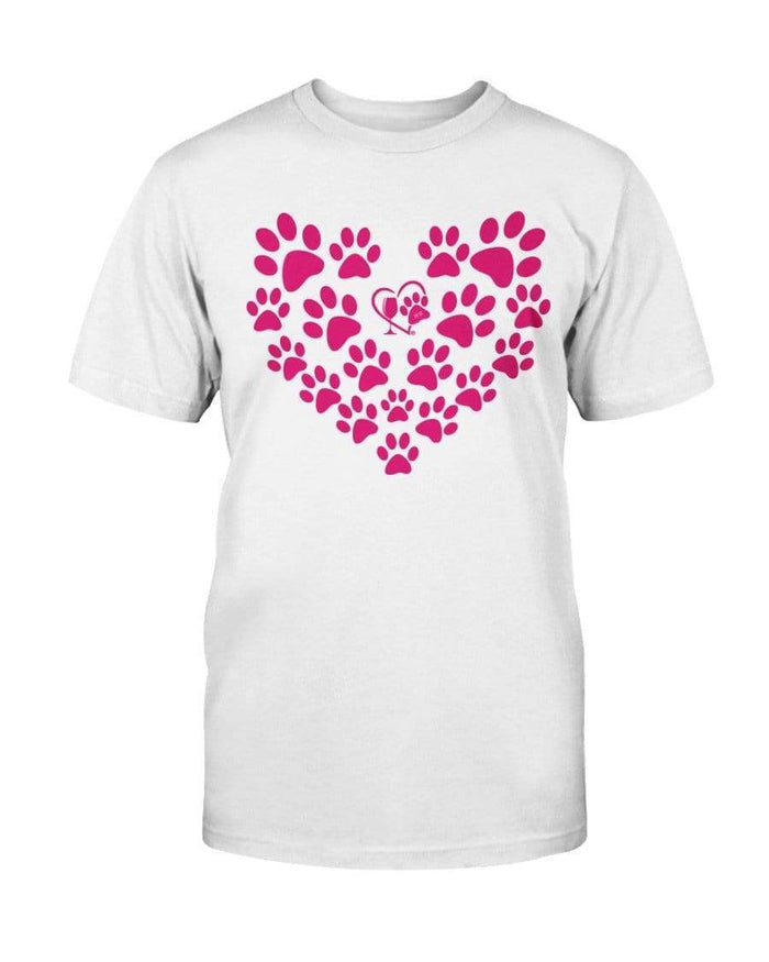 Shirts White / S Winey Bitches Co Heart Paws (Pink) Ultra Cotton T-Shirt WineyBitchesCo