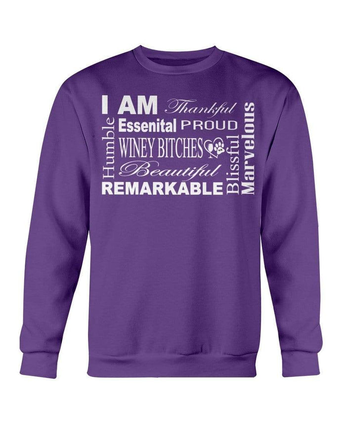 Sweatshirts Purple / S Winey Bitches Co "I Am Essential" White Letters-Sweatshirt - Crew WineyBitchesCo