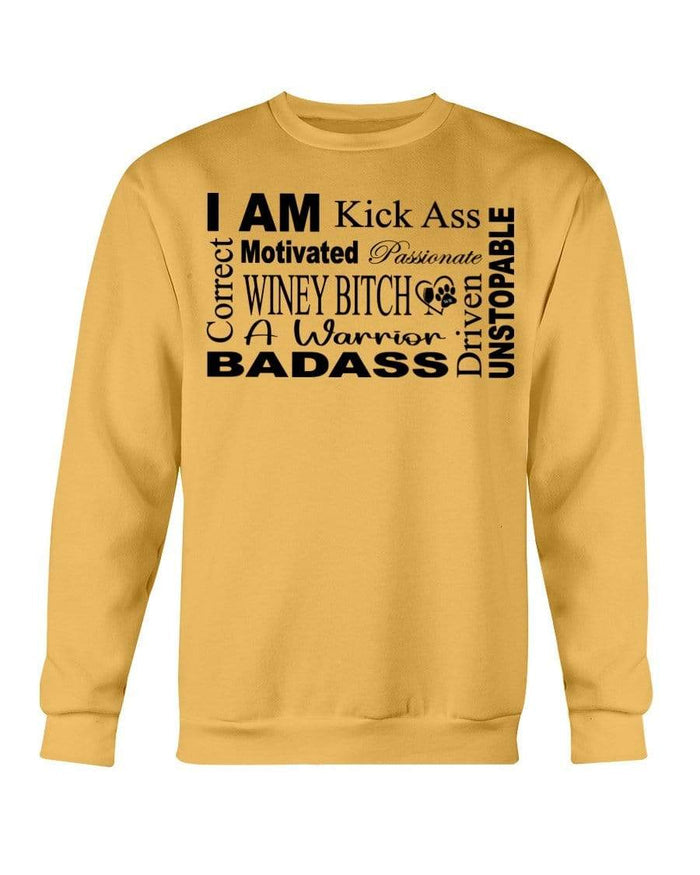 Sweatshirts Gold / S Winey Bitches Co "I Am Motivated" Black Lettering- Sweatshirt - Crew WineyBitchesCo