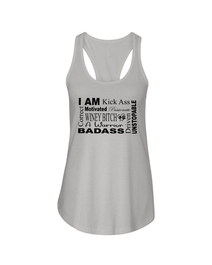 Shirts Silver / XS Winey Bitches Co "I Am Motivated" Black Lettering-Ladies Racerback Tank WineyBitchesCo