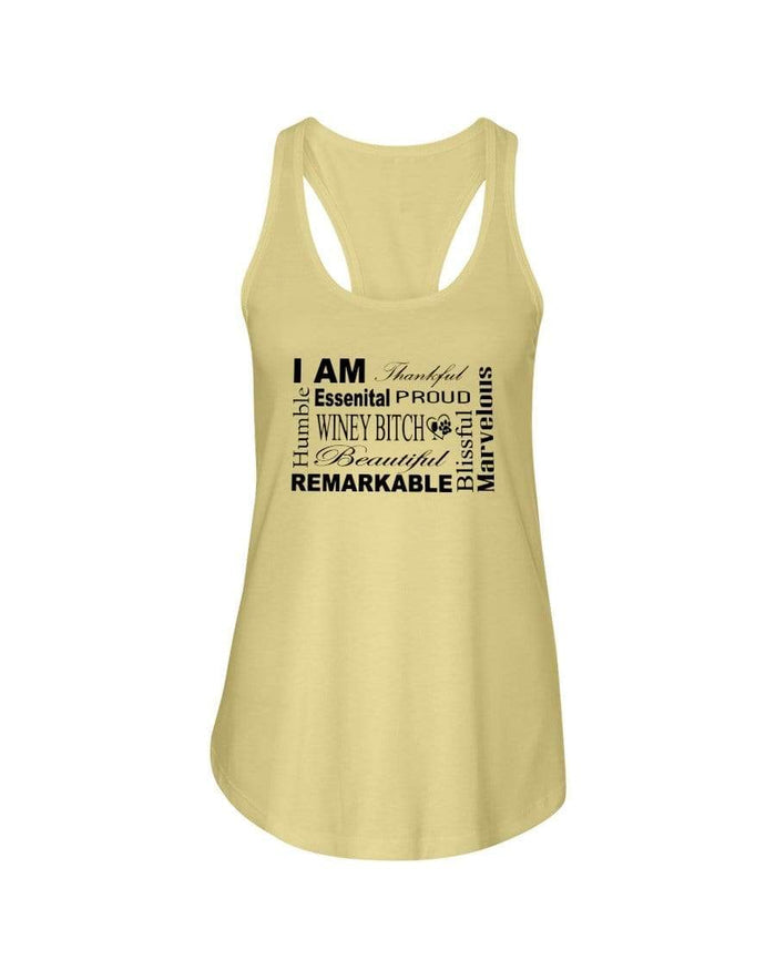 Shirts Banana Cream / XS Winey Bitches Co "I Am Proud" Black Lettering- Ladies Racerback Tank WineyBitchesCo