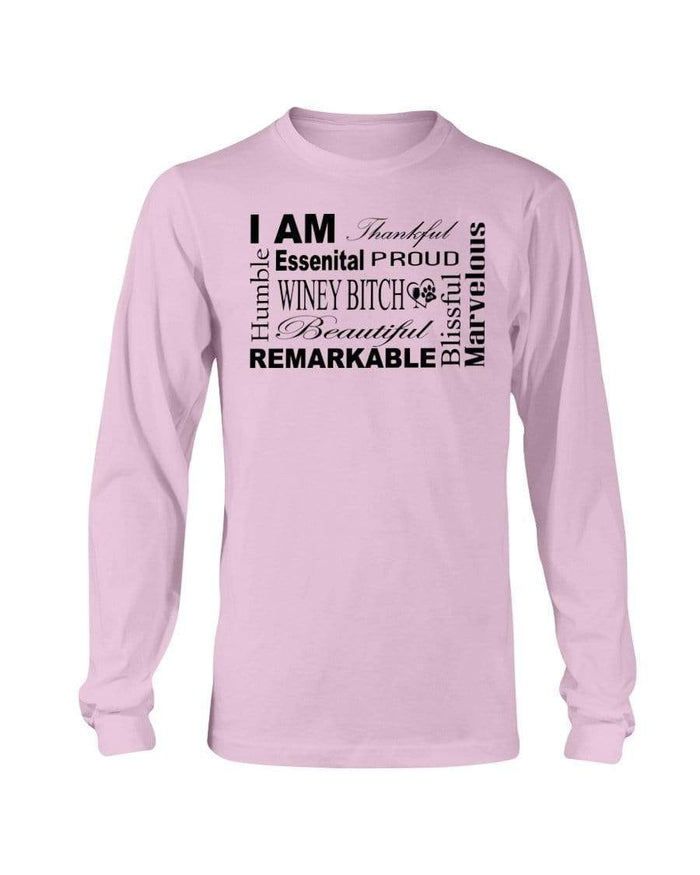 Shirts Light Pink / S Winey Bitches Co "I Am Proud" Black Lettering- Long Sleeve T-Shirt WineyBitchesCo