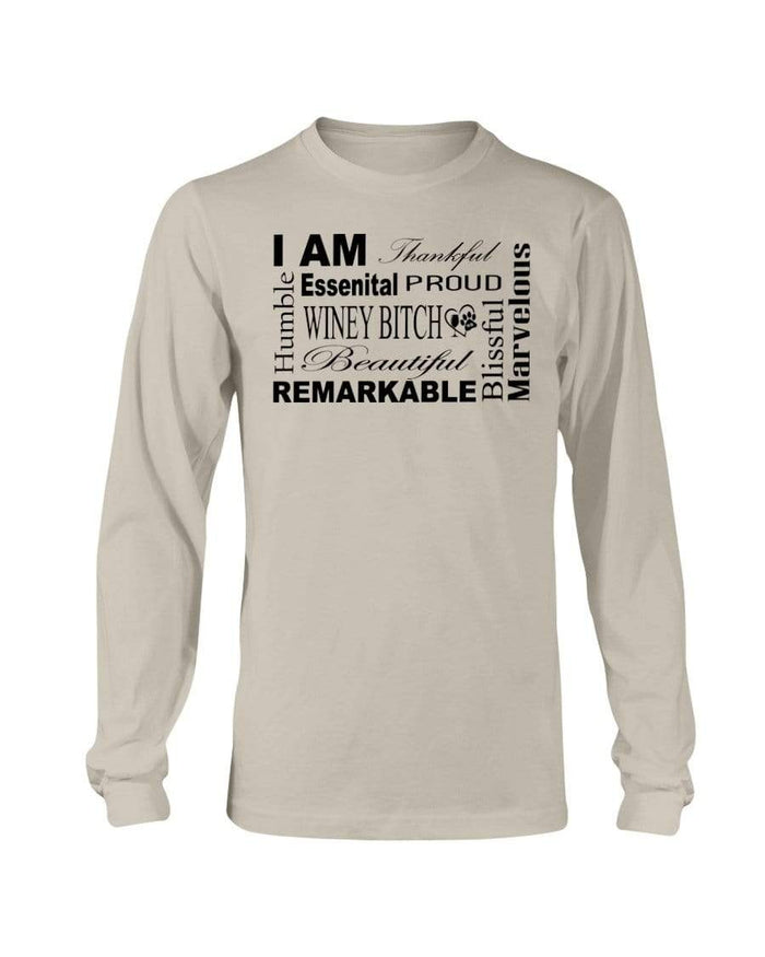 Shirts Sand / S Winey Bitches Co "I Am Proud" Black Lettering- Long Sleeve T-Shirt WineyBitchesCo