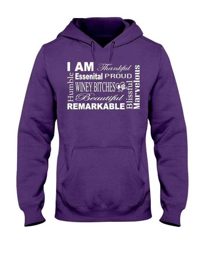 Sweatshirts Deep Purple / S Winey Bitches Co "I Am Proud" White Lettering- 50/50 Hoodie WineyBitchesCo