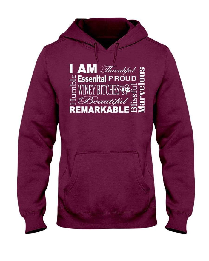 Sweatshirts Maroon / S Winey Bitches Co "I Am Proud" White Lettering- 50/50 Hoodie WineyBitchesCo