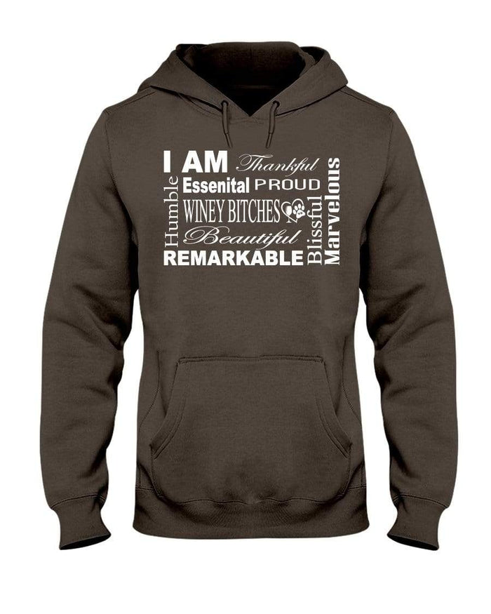 Sweatshirts Classic Brown / S Winey Bitches Co "I Am Proud" White Lettering- 50/50 Hoodie WineyBitchesCo