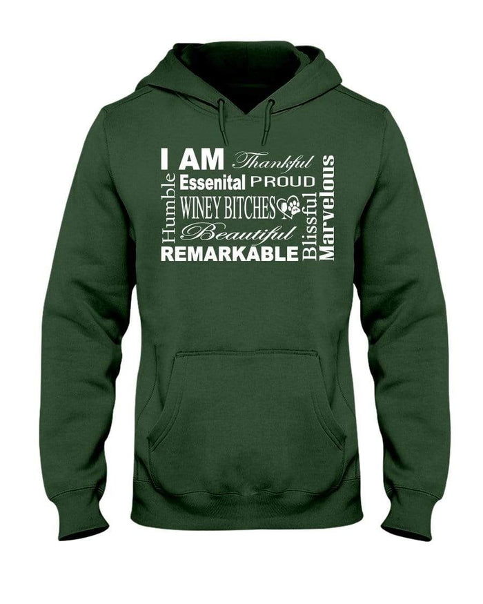 Sweatshirts Forest Green / S Winey Bitches Co "I Am Proud" White Lettering- 50/50 Hoodie WineyBitchesCo