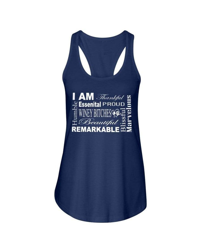 Shirts Midnight Navy / XS Winey Bitches Co "I Am Proud" White Lettering- Ladies Racerback Tank WineyBitchesCo