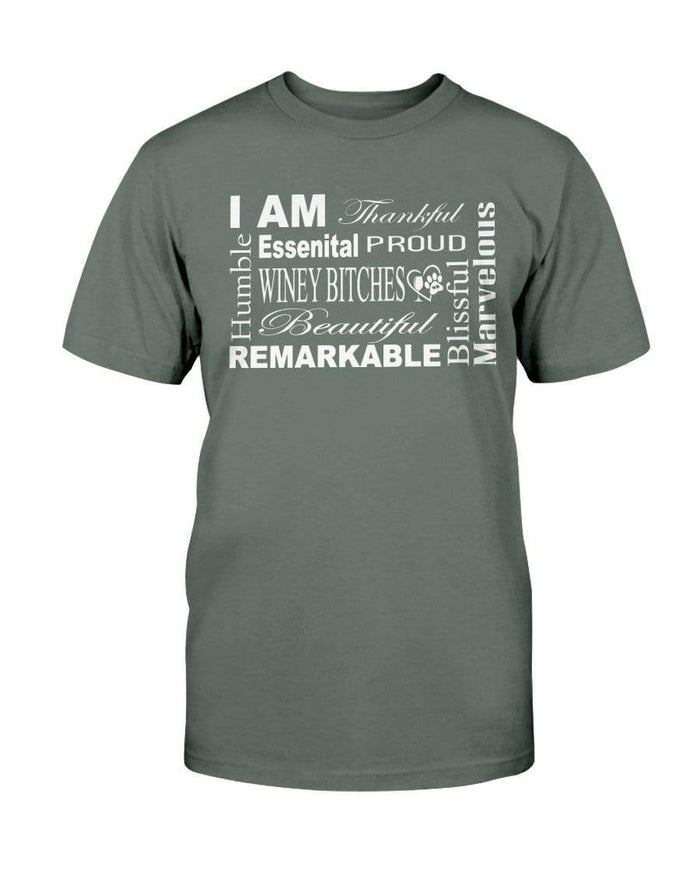 Shirts Military Green / S Winey Bitches Co "I Am Proud" White Lettering- Ultra Cotton T-Shirt WineyBitchesCo