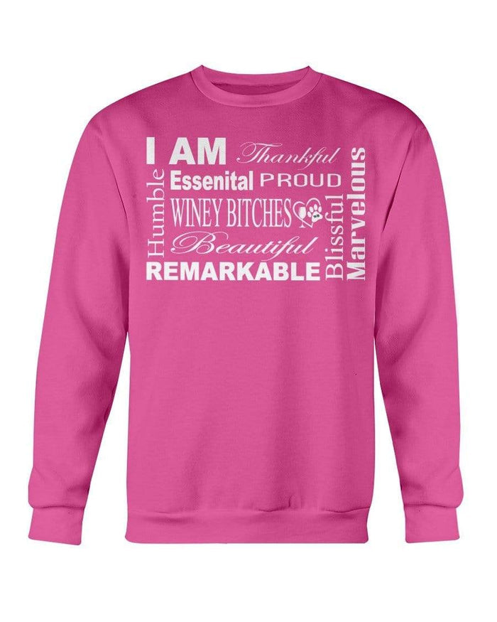 Sweatshirts Heliconia / S Winey Bitches Co "I Am Proud" White Lettering-Sweatshirt - Crew WineyBitchesCo