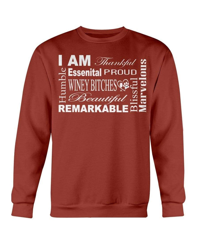 Sweatshirts Antque Cherry Red / S Winey Bitches Co "I Am Proud" White Lettering-Sweatshirt - Crew WineyBitchesCo