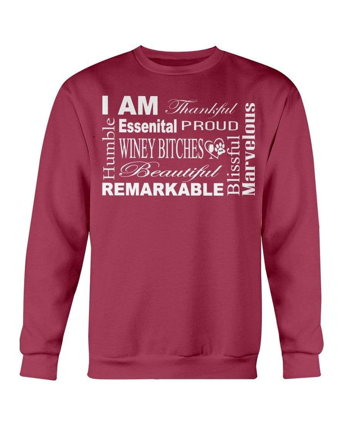 Sweatshirts Cardinal Red / S Winey Bitches Co "I Am Proud" White Lettering-Sweatshirt - Crew WineyBitchesCo