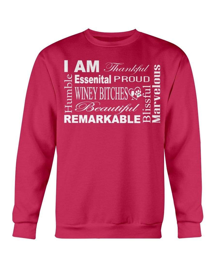 Sweatshirts Cherry Red / S Winey Bitches Co "I Am Proud" White Lettering-Sweatshirt - Crew WineyBitchesCo