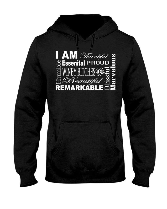 Sweatshirts Black / S Winey Bitches Co "I Am Essential" White Letters- 50/50 Hoodie WineyBitchesCo