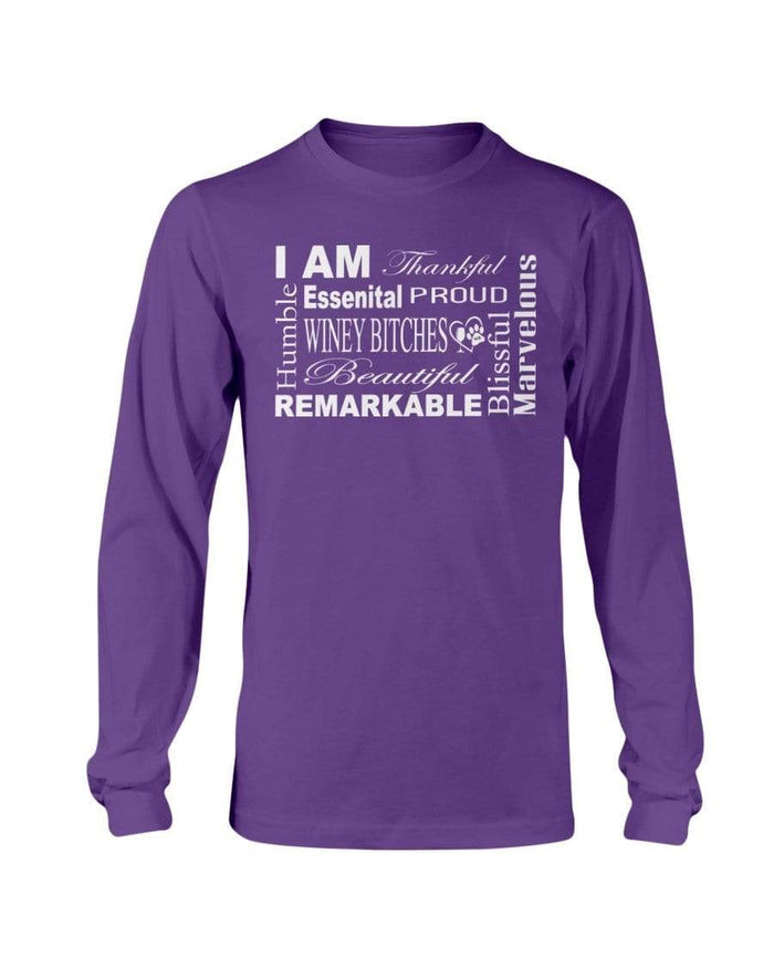 Shirts Purple / S Winey Bitches Co "I Am Essential" White Letters- Long Sleeve T-Shirt WineyBitchesCo