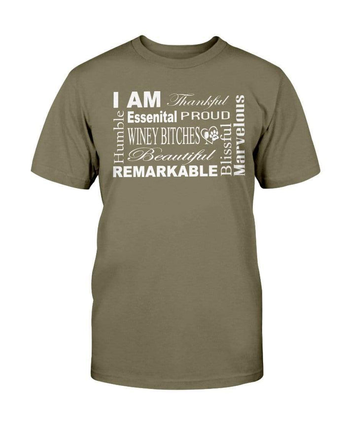 Shirts Olive / S Winey Bitches Co "I Am Essential" White Letters-Ultra Cotton T-Shirt WineyBitchesCo