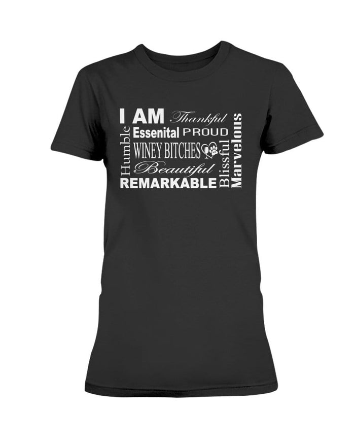 Shirts Black / XS Winey Bitches Co "I Am Essential" White Letters-Ultra Ladies T-Shirt WineyBitchesCo