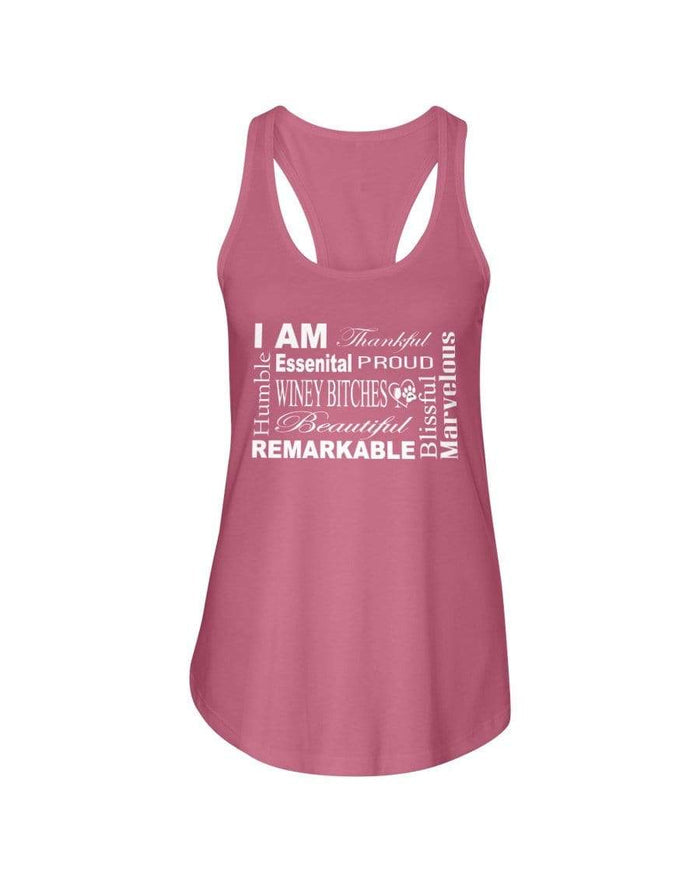 Shirts Hot Pink / XS Winey Bitches Co "I Am Essential" White Letters- Ladies Racerback Tank WineyBitchesCo