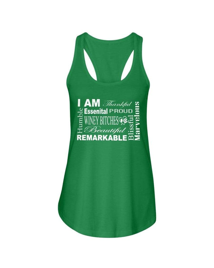 Shirts Kelly Green / XS Winey Bitches Co "I Am Essential" White Letters- Ladies Racerback Tank WineyBitchesCo
